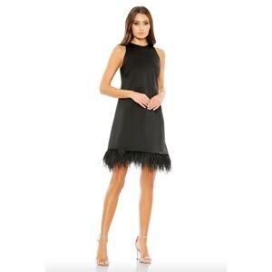 MAC DUGGAL Dress Size 0 Evening Gown Mini Feathered Hem Black NEW
